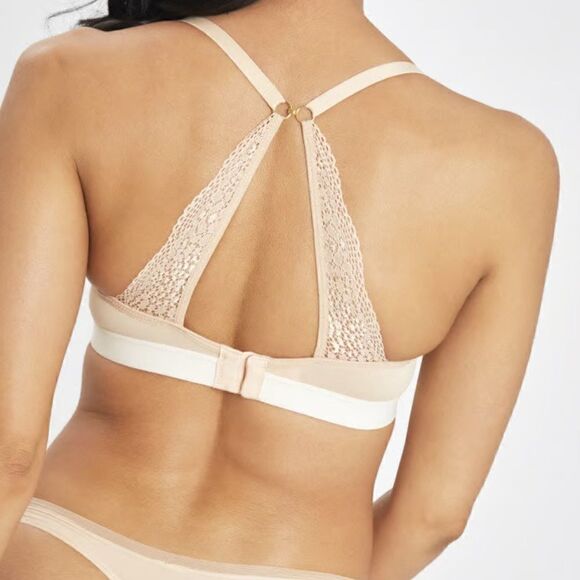 Lively NWT T-Shirt Bra Toasted Almond Beige Underwire Scalloped Lace Back 36DDD - Picture 3 of 13